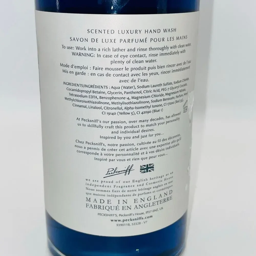 Pecksniffs England Winter Jasmine Vanilla Luxury Glass Bottle Hand Soap 16.9oz
